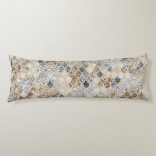 Gold Silver Gray Mermaid Scales Glam #1 Seitenschläferkissen
