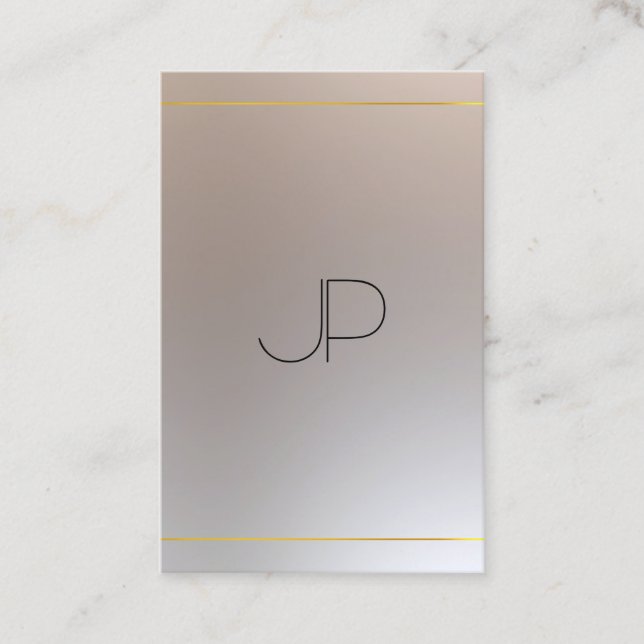 Gold Silver Look Mit Monogramm Moderne Beruflich Visitenkarte (Vorderseite)