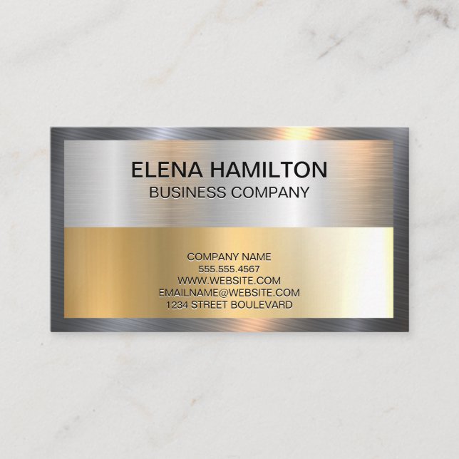 Gold Silver Metallic Shine Border Visitenkarte (Vorderseite)