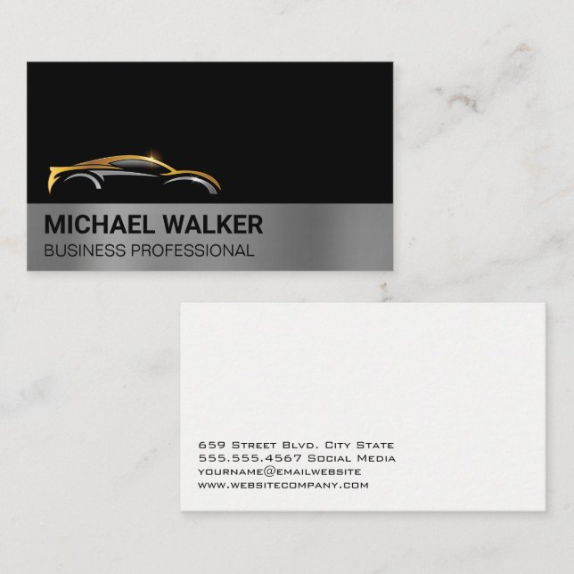 Gold Silver Modern Logo | Auto Visitenkarte (Vorne/Hinten)