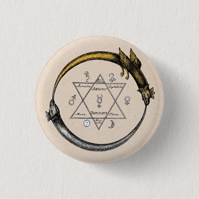 Gold & Silver Ouroboros Symbol Button (Vorderseite)