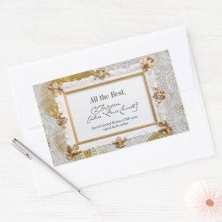 Gold & Silver Signature Autoren-BookPlate-Vorlage Rechteckiger Aufkleber