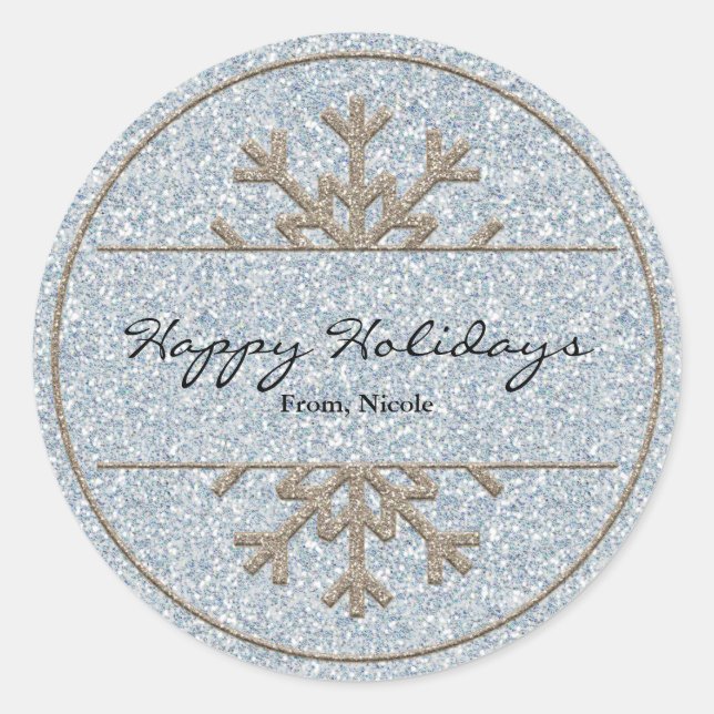 Gold & Silver Snowflake Holiday Winter Sticker (Vorderseite)