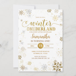 Gold Silver Snowflakes Einladung