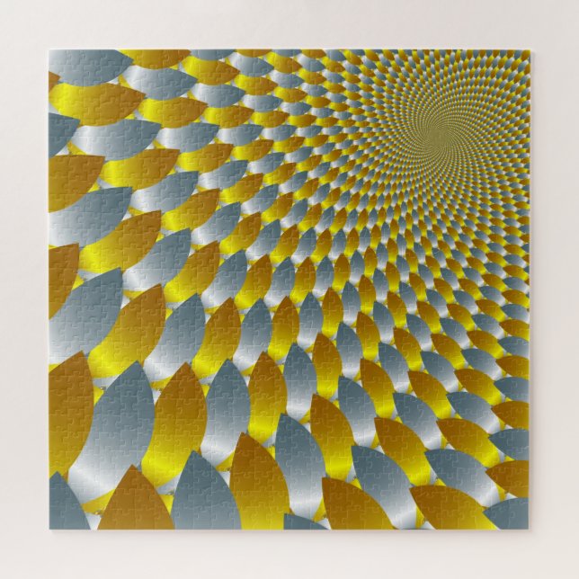 Gold Silver Spiral Metallic optische Illusion 3-D Puzzle (Horizontal)