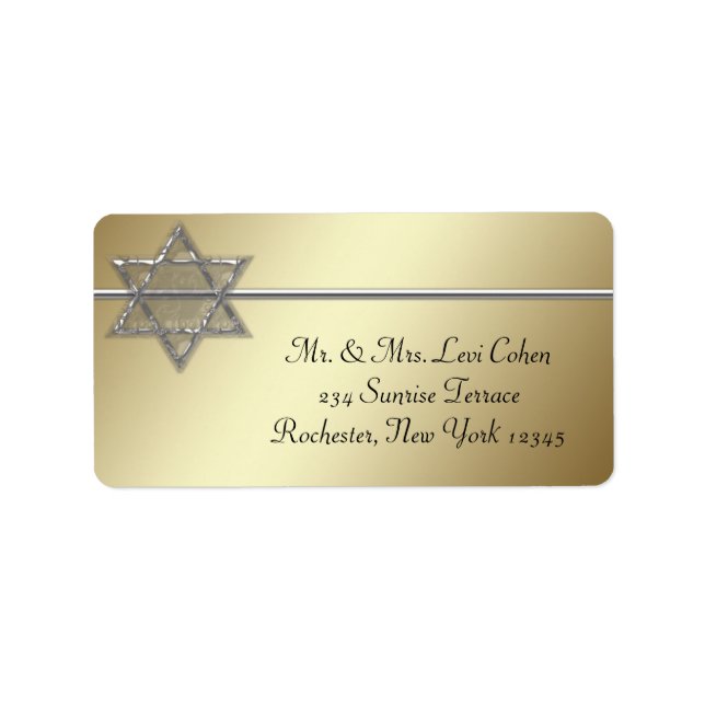 Gold Silver Star von David Address Labels Adressaufkleber (Vorne)