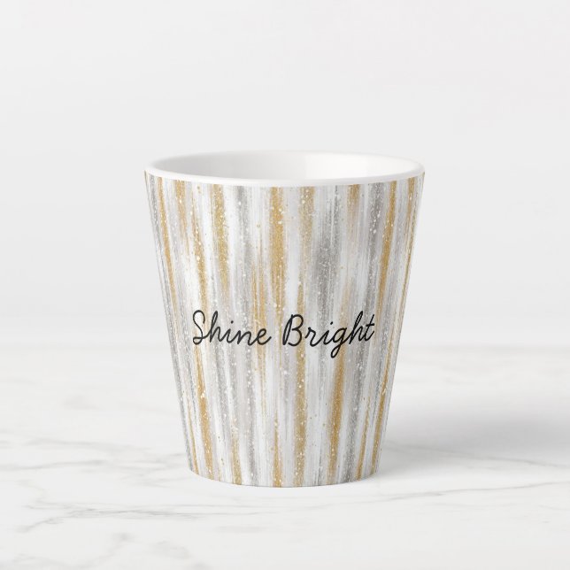 Gold Silver Stripes Christmas Celebration Birthday Milchtasse (Vorderseite)