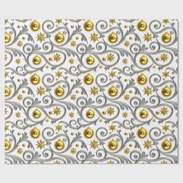 Gold & Silver Swirl Elegance Geschenkpapier (Flach)