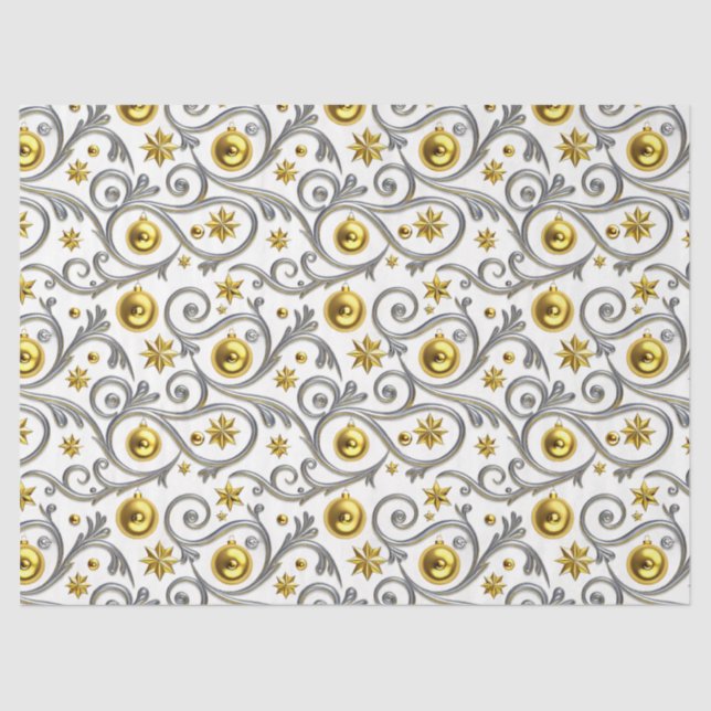 Gold & Silver Swirl Elegance Seidenpapier (Vorderseite)