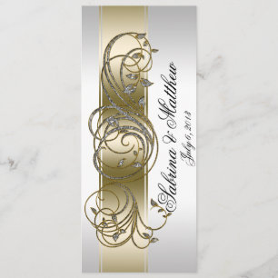 Gold Silver Verziertes feierliches Hochzeitsprogra Programm