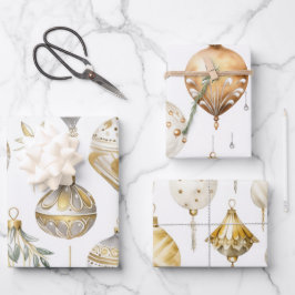 Gold Silver Vintage Weihnachtsschmuck Geschenkpapier Set