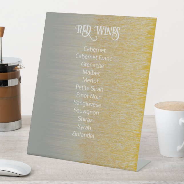 Gold, Silver Wedday Party Dinner Menu Sockelschild (In Situ)