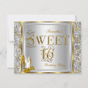 Gold Silver White 16 . Geburtstag Sweet 16 Party Einladung