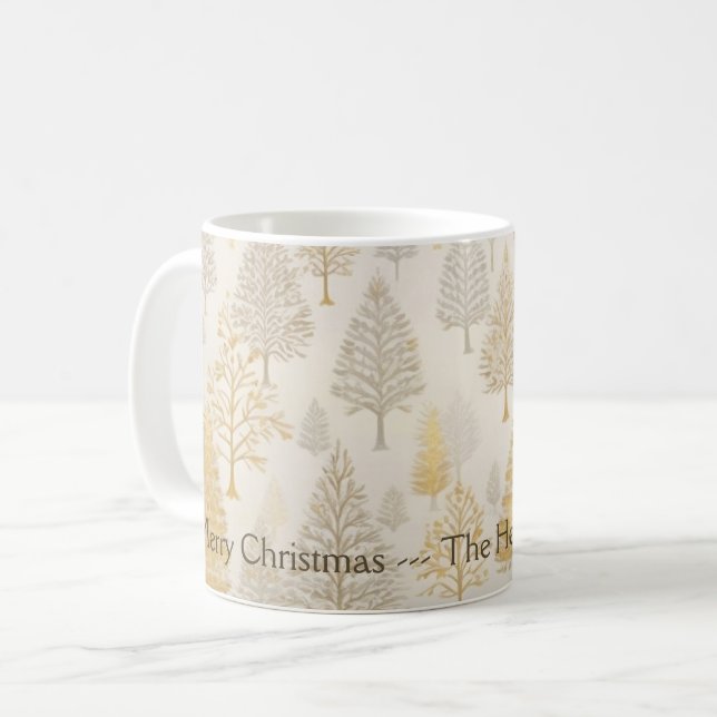 Gold Silver White Christmas Trees Kaffeetasse (Vorderseite Links)