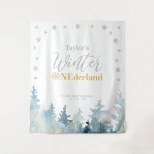 Gold & Silver Winter Wunderland 1. Geburtstag Wandteppich