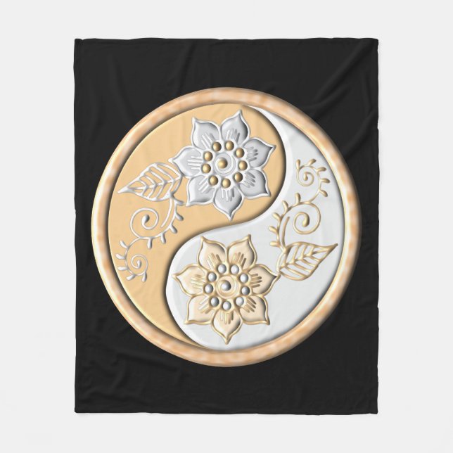 Gold & Silver Yin Yang  Fleecedecke (Vorderseite)