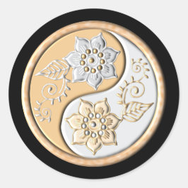Gold & Silver Yin Yang Runder Aufkleber
