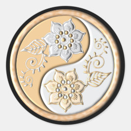 Gold & Silver Yin Yang Runder Aufkleber