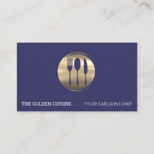 Gold Silverware Restaurant Logo Visitenkarte