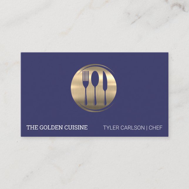 Gold Silverware Restaurant Logo Visitenkarte (Vorderseite)