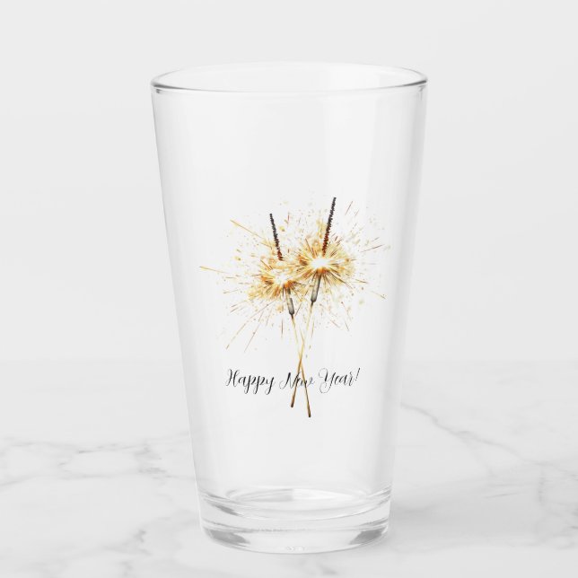 Gold Silvester-Tag-Feier Funken Glas (Vorderseite)