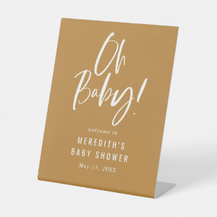 Gold Simple Calligraphy Gender Neutral Baby Shower Sockelschild