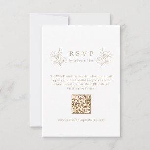Gold Simple Elegance Cherry Blossom QR Code Hochze RSVP Karte