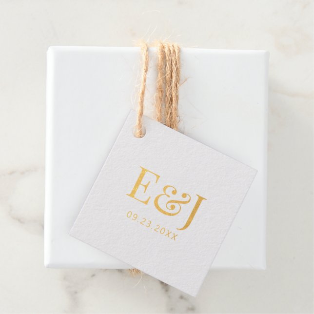 Gold Simple Elegant Couple Monogram Initials Geschenkanhänger (Mit Box)