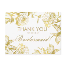 Gold Simple Floral Bridesmaid Vielen Dank