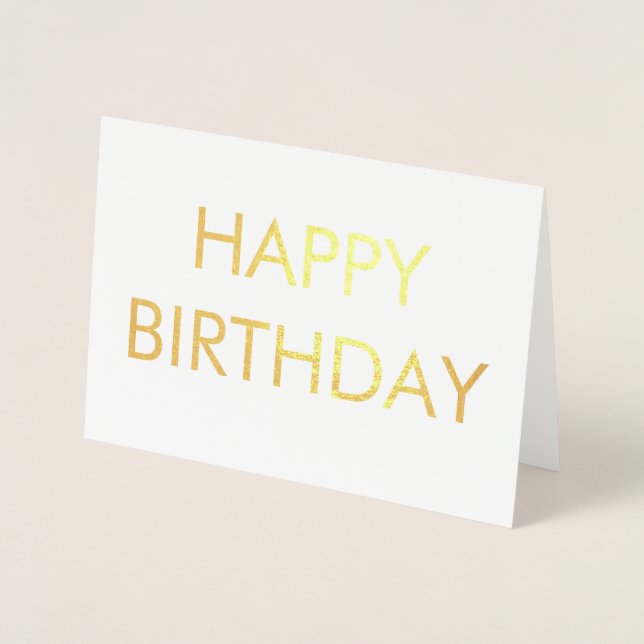 Gold SIMPLE MINIMAL TEXT Happy Geburt Day CARD Folienkarte (Vorderseite)