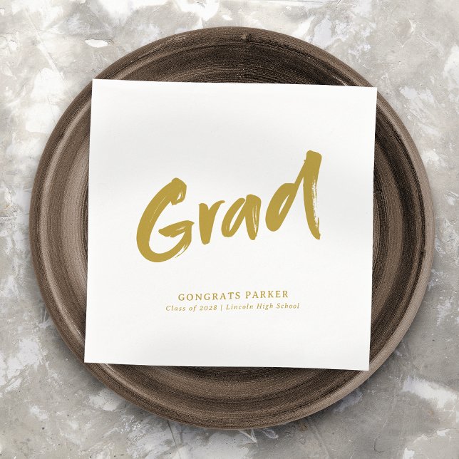 Gold Simple Modern Brush Script Graduation Party Serviette (Gold Simple Modern Brush Script Graduation Party Napkins)