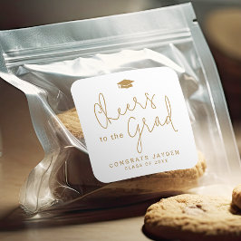 Gold Simple Modern Script Cheers Graduate Quadratischer Aufkleber