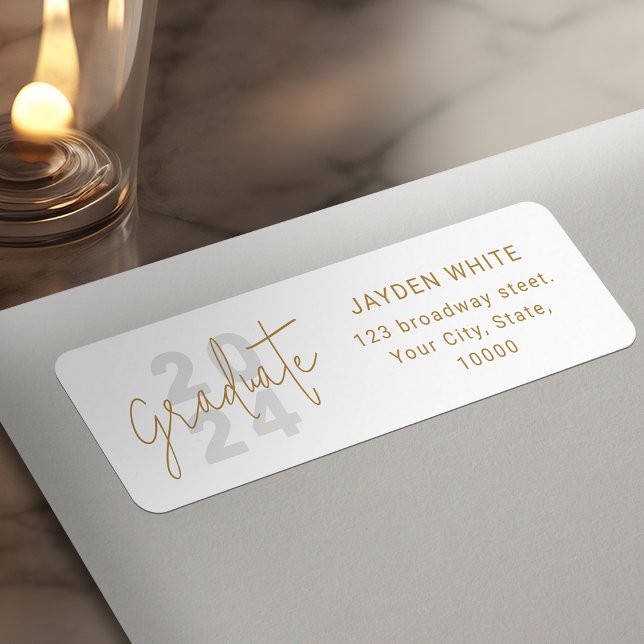 Gold Simple Modern Script Graduate Rücksendeadress (Gold Simple Modern Script Graduate Return Address Label)