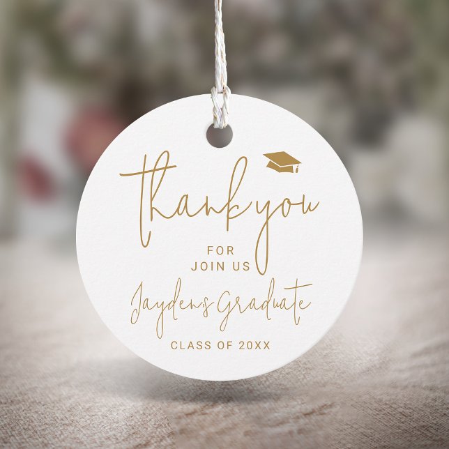 Gold Simple Modern Script Graduate Vielen Dank Geschenkanhänger (Gold Simple Modern Script Graduate thank you Favor Tags)