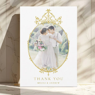Gold Simple Vintag Frame Wedding Foto Dankeskarte