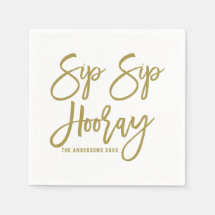 Gold Sip Hooray Handschrift Papier Napkins Serviette