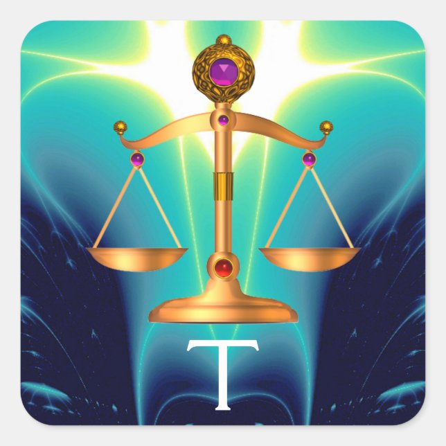 GOLD-SKALA MIT GEM STONES-MONOGRAM QUADRATISCHER AUFKLEBER (Vorderseite)