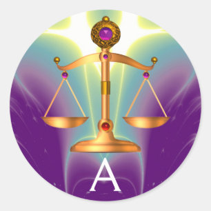 GOLD-SKALA MIT GEM STONES-MONOGRAM RUNDER AUFKLEBER