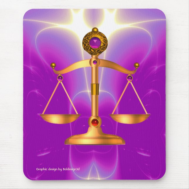 GOLD-SKALEN MIT GEM STONES, Justiz-Symbol Mousepad (Vorne)