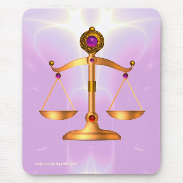 GOLD-SKALEN MIT GEM STONES, Justiz-Symbol Mousepad (Vorne)