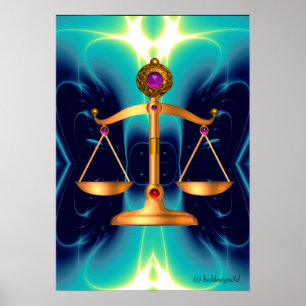 GOLD-SKALEN MIT GEM STONES, Justiz-Symbol Poster