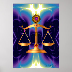 GOLD-SKALEN MIT GEM STONES, Justiz-Symbol Poster