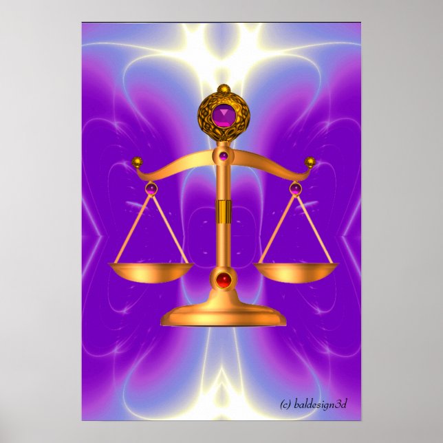 GOLD-SKALEN MIT GEM STONES, Justiz-Symbol Poster (Vorne)