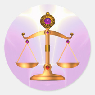 GOLD-SKALEN MIT GEM STONES, Justiz-Symbol Runder Aufkleber