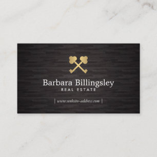 Gold-Skelett-Key-Logo Real Anwesen, Broker Wood Visitenkarte