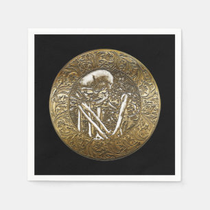 Gold Skelett Totenkopf Vintage Schatz Münze Serviette