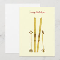 Gold Skis Poles | Vintage SkiIllustration