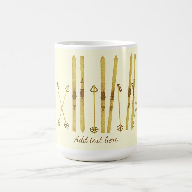 Gold Skis Poles | Vintage SkiIllustration Kaffeetasse (Mittel)