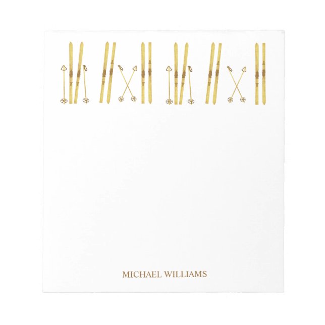 Gold Skis Poles | Vintage SkiIllustration Notizblock (Vorderseite)