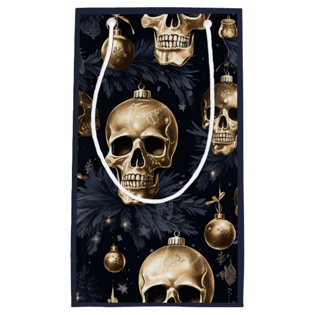 Gold Skull Gift Bag (Marine) Kleine Geschenktüte (Vorderseite)